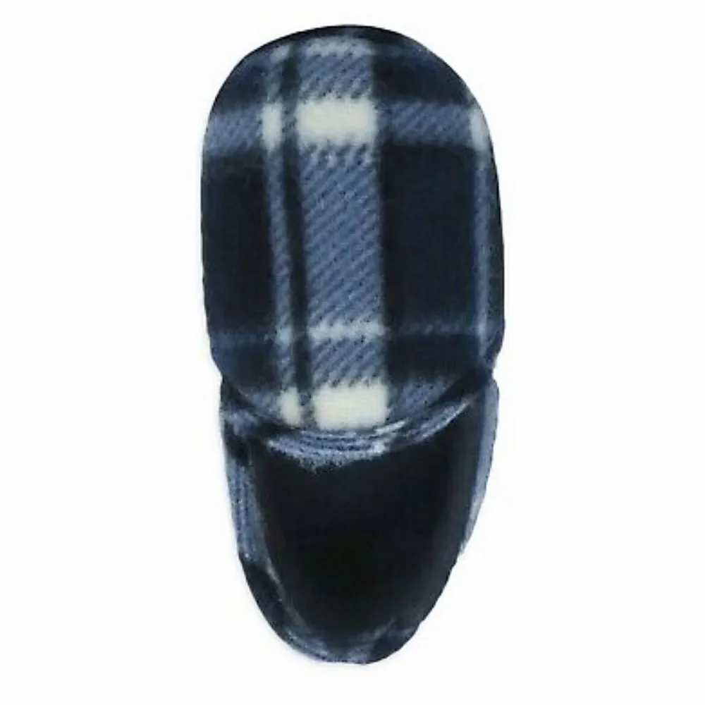 Plaid Fleece Houseshoes Slippers Toddler Boys Blue Fleece Slip Resistant NWT